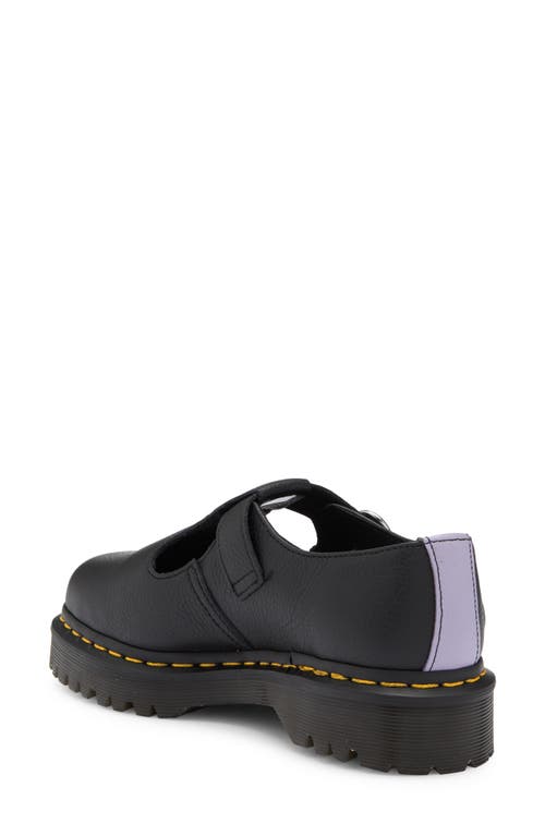 Dr. Martens' Dr. Martens Polley Heart T-bar Shoe In Black Frosted Lavender Lilac