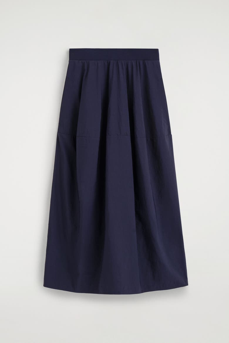 Sculpted Nylon Midi Skirt, Alternate, color, NAVY