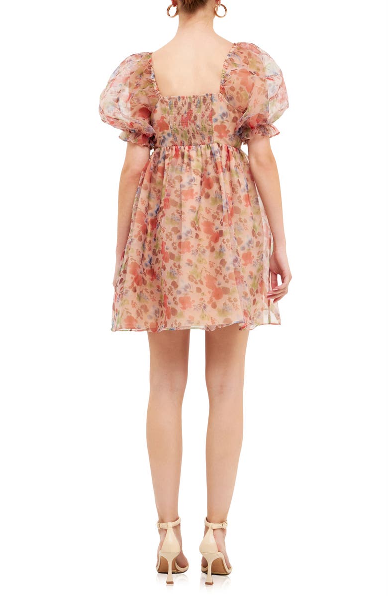 Endless Rose Floral Puff Sleeve Babydoll Minidress, Alternate, color,