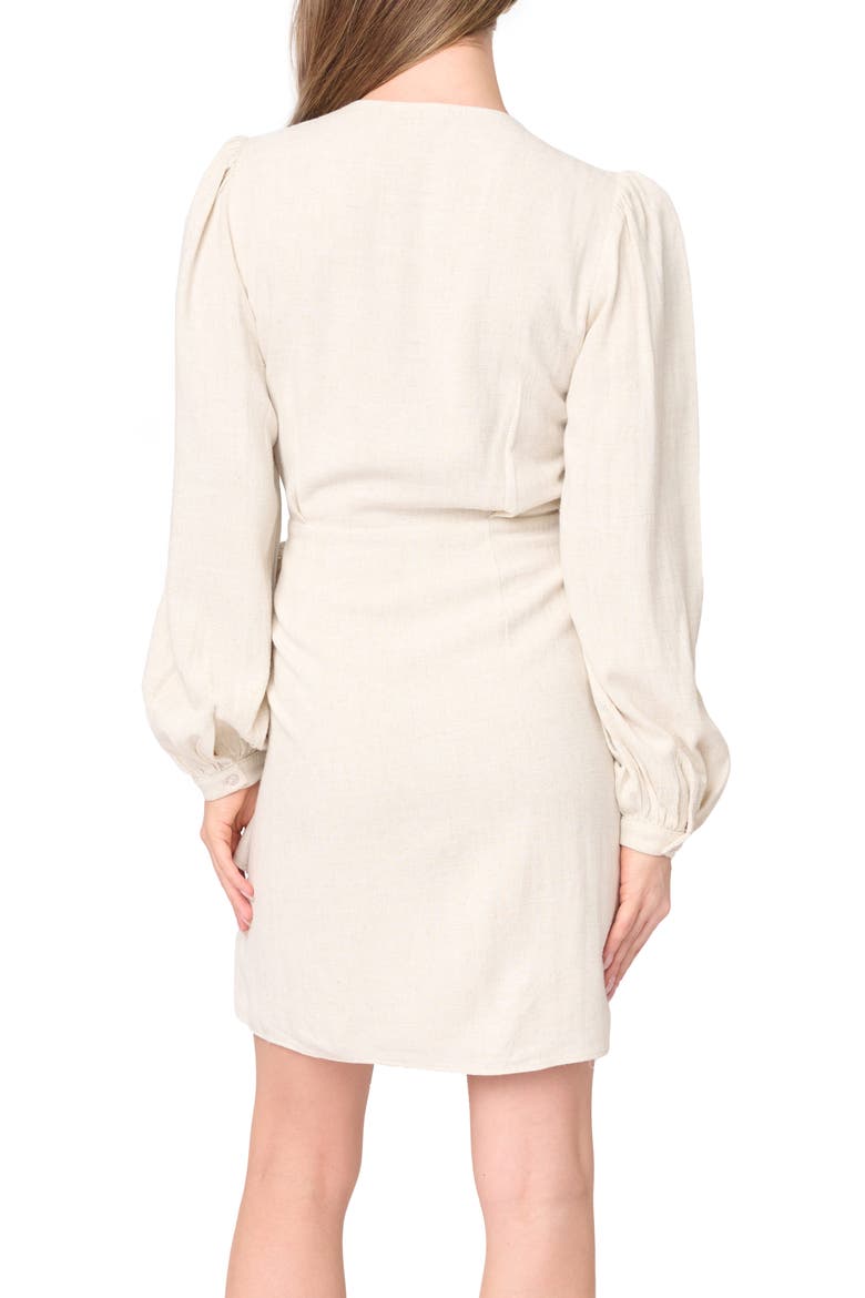 Long Sleeve Faux Wrap Dress, Alternate, color, OATMEAL
