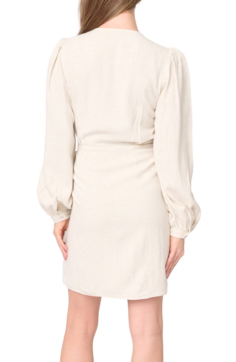 GIBSONLOOK Long Sleeve Faux Wrap Dress, Alternate, color, Oatmeal