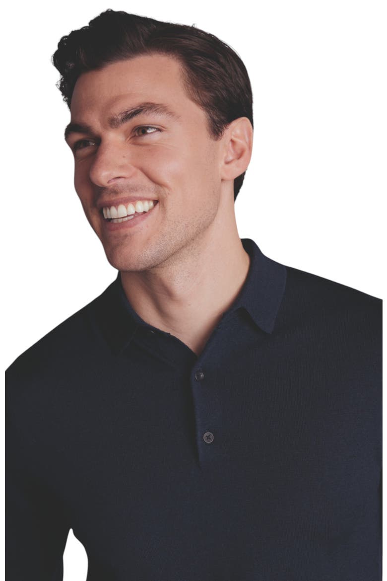 Merino Polo Long Sleeve Sweater, Alternate, color, Navy