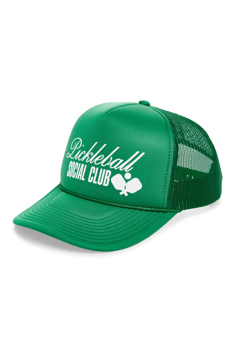Pickleball Social Club Trucker Hat, Main, color, GREEN/ WHITE