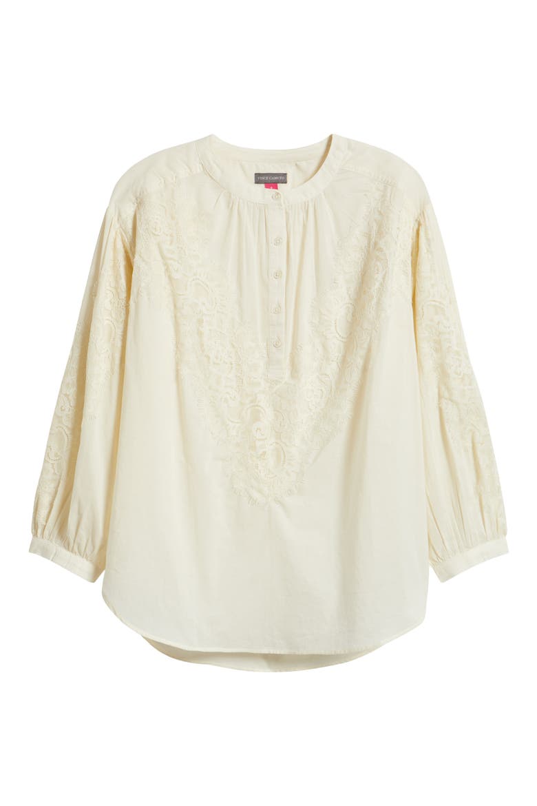 Lace Trim Half Placket Blouse, Alternate, color, NEW IVORY