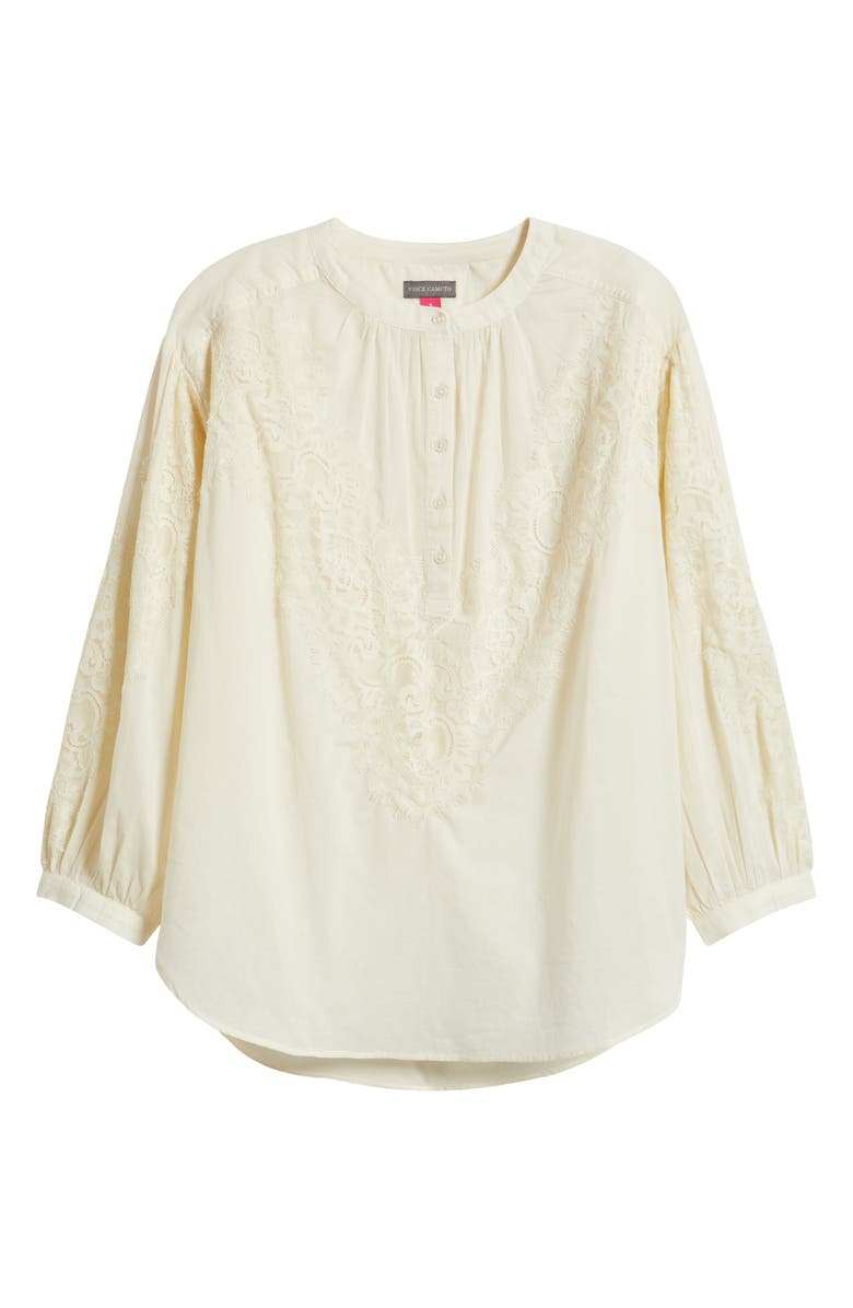 Vince Camuto Lace Trim Half Placket Blouse, Main, color, New Ivory