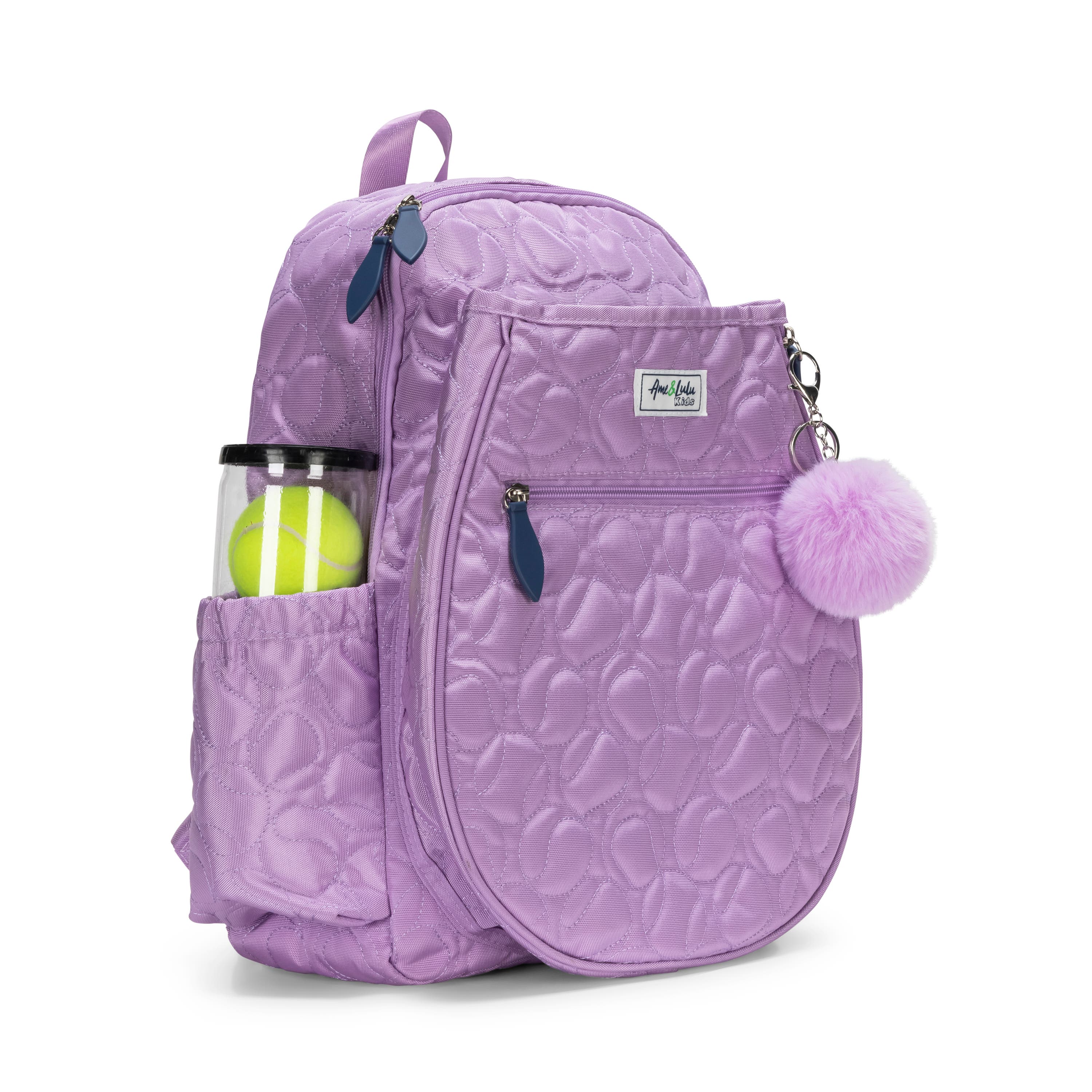 Big Love Tennis backpack, Alternate, color, Quilted Lavender Tennis Balls
