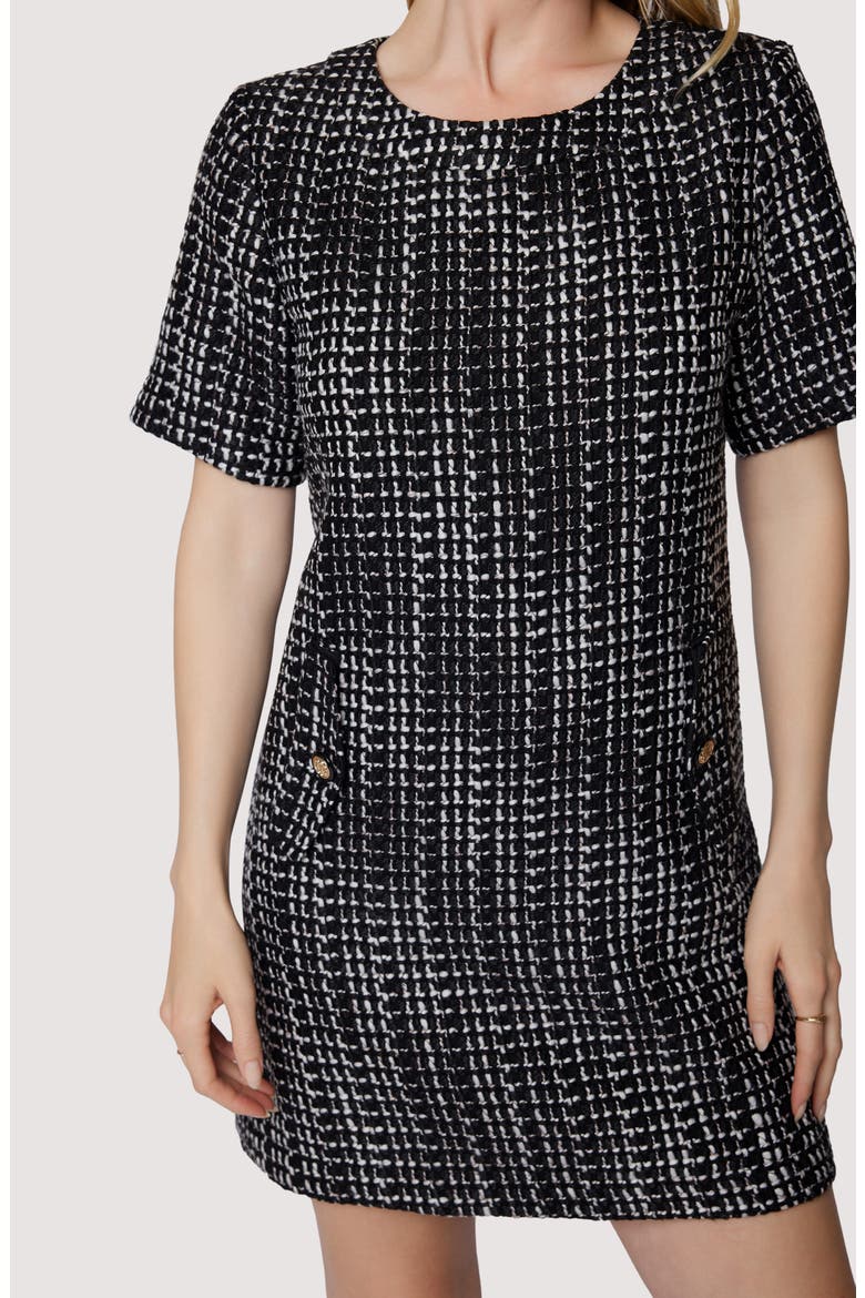 Femme Fort Mini Shift Dress, Alternate, color, BLACK IVORY