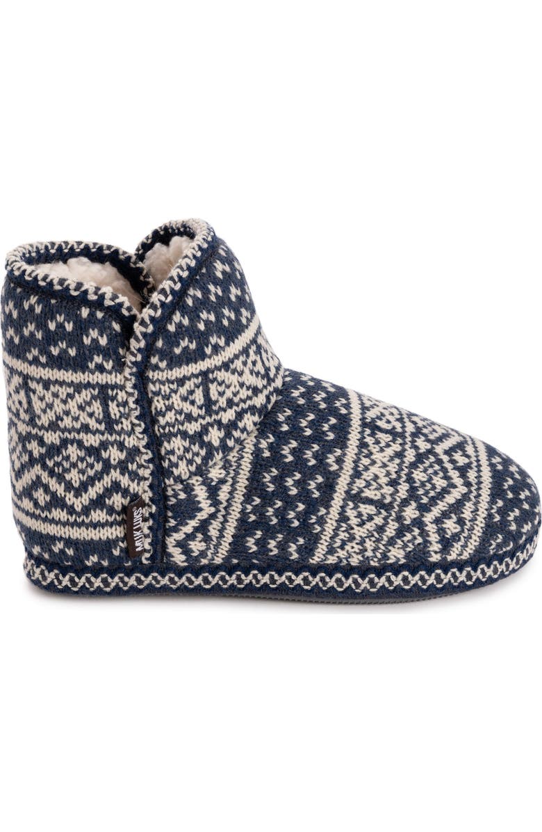MUK LUKS Leigh Bootie Slipper, Alternate, color, Dark Blue