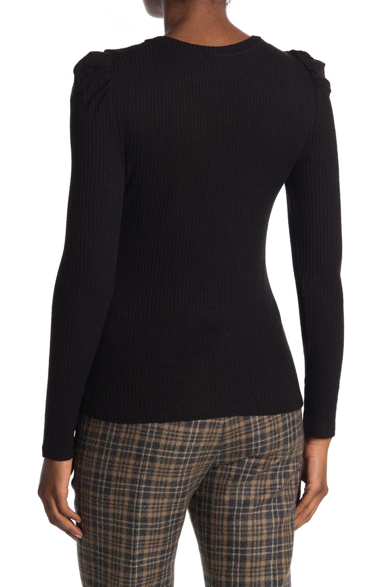 PHILOSOPHY REPUBLIC CLOTHING Puff Shoulder Long Sleeve Ribbed Top, Alternate, color, 