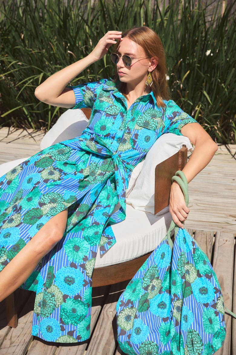 Crispy Cotton Sutton Maxi Dress, Alternate, color, Blue Cala