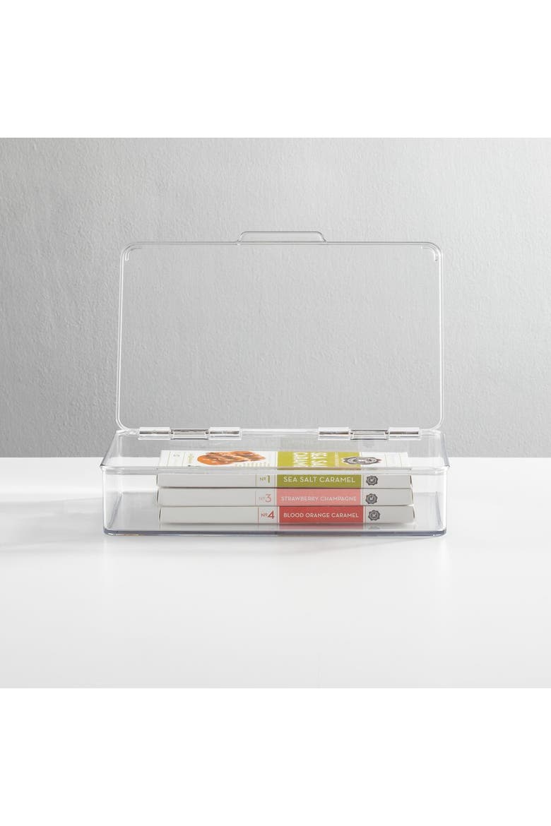 Stackable Hinged-Lid Pantry Storage Box - Set of 2 - Clear, Alternate, color, Clear