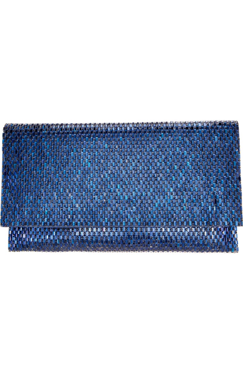 Nina Crystal Beaded Clutch, Main, color, Navy
