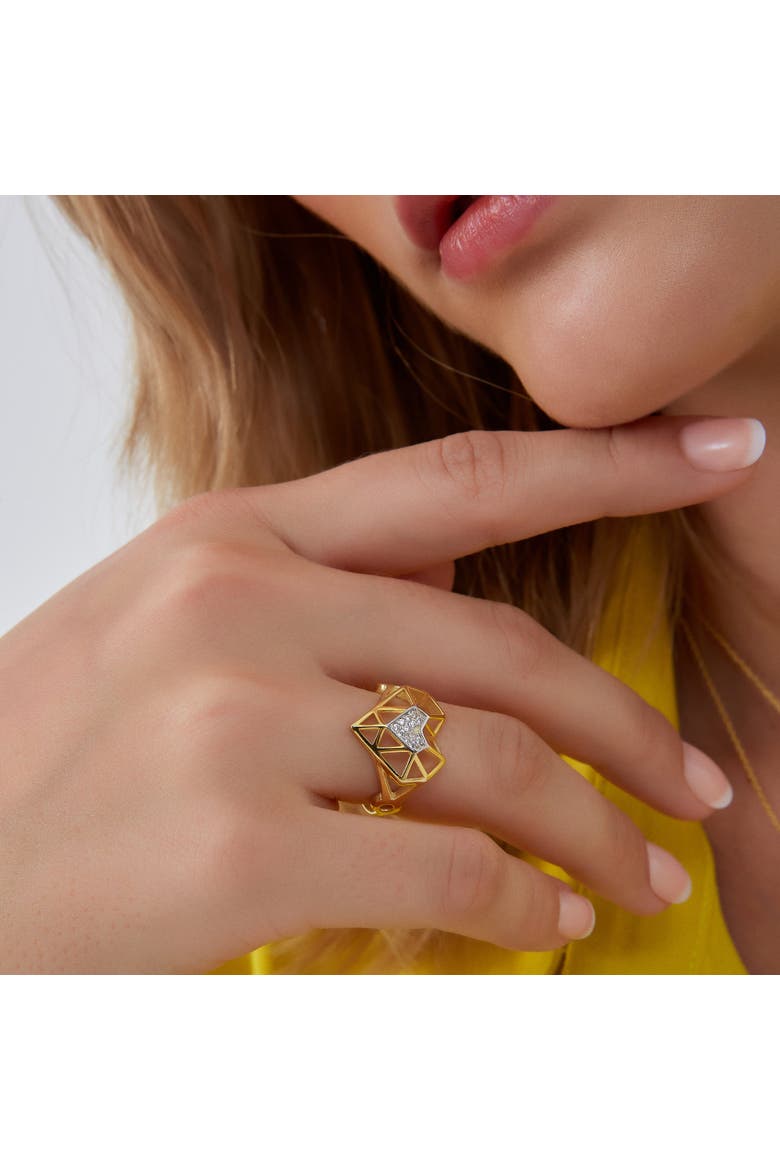 Geometric Heart Adjustable Ring in Sterling Silver, Alternate, color, Gold