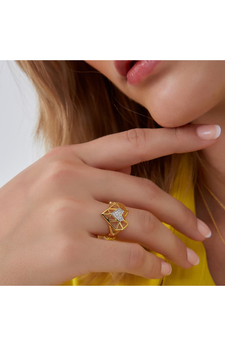 Spero London Geometric Heart Adjustable Ring in Sterling Silver, Alternate, color, Gold