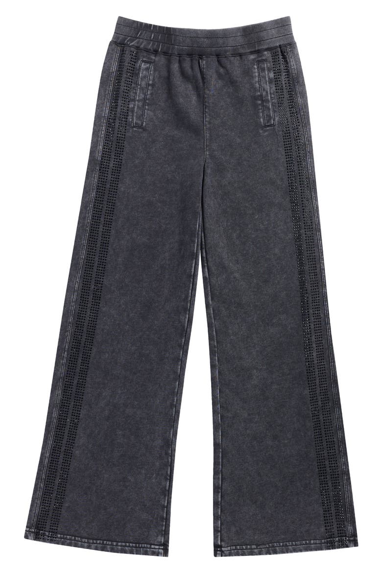 Kids' Rhinestone Stripe Wide Leg Pants, Main, color, GREY WASH