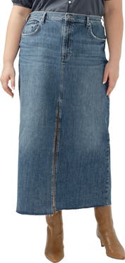 Silver Jeans Co. Raw Hem Denim Maxi Skirt