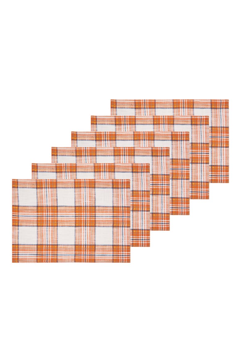Gibson Plaid Placemats Set of 6, 13" x 19", Main, color, Blue