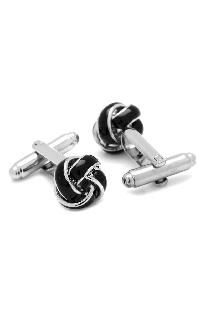 Cufflinks, Inc. Black and Silver Knot Cuff Links 
Studs Set, Alternate, color, Silver