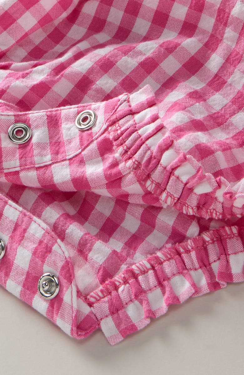Nordstrom Flutter Sleeve Bubble Romper, Alternate, color, Pink Sunset Gingham- Lemons