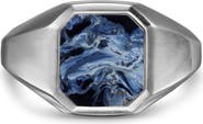 David Yurman Men's Streamline® Inlay Signet Ring in Sterling Silver with Pietersite, 14mm