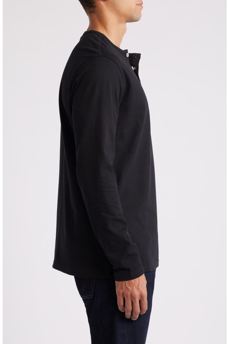 Comfort Slub Piqué Henley, Alternate, color, BLACK