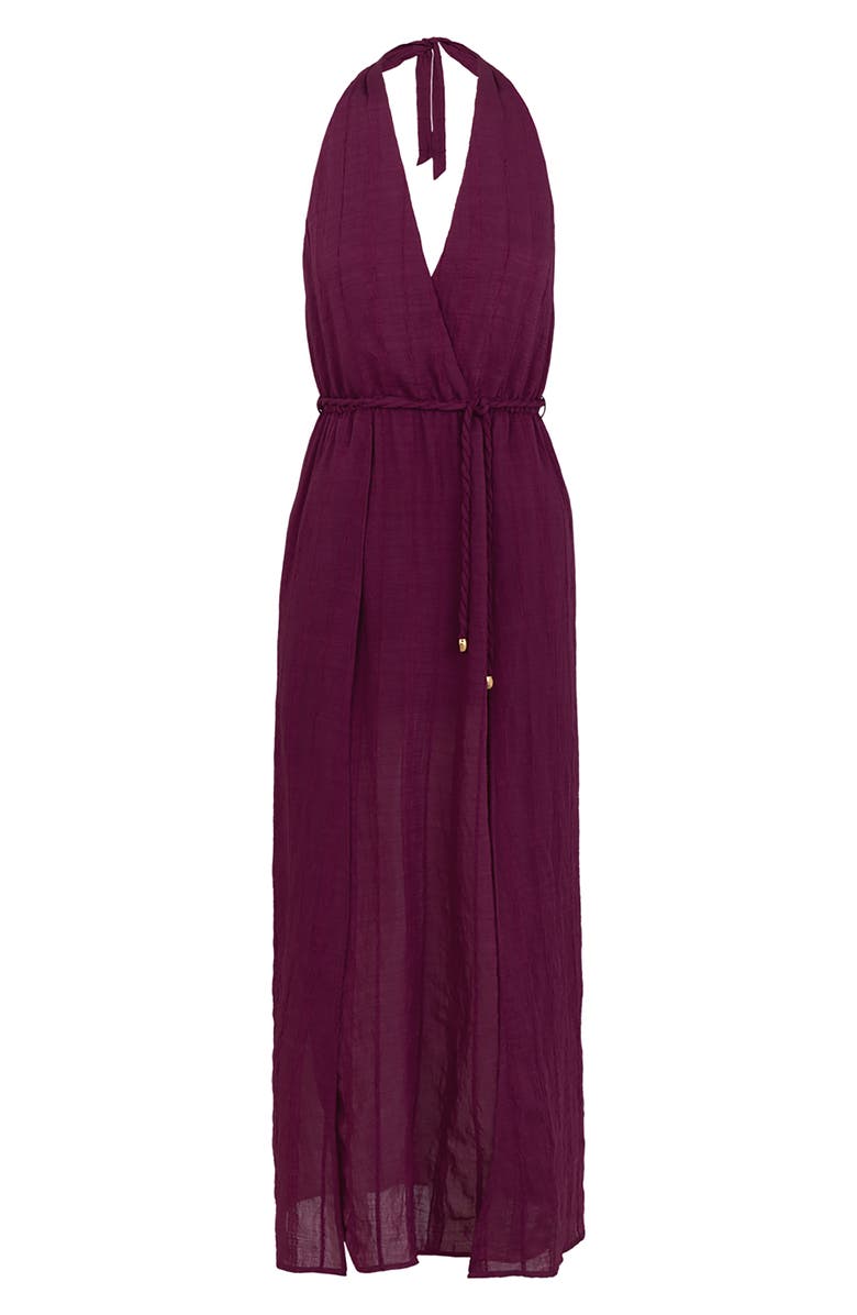 ViX Paula Hermanny Talita Halter Cover-Up Maxi Dress, Main, color, Purple