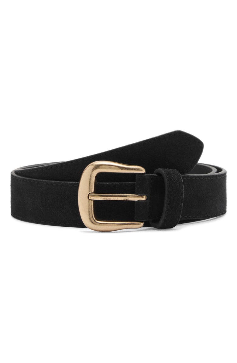 MANGO Suede Belt, Main, color, Black