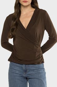matty m. Prescott Draped Long Sleeve Top