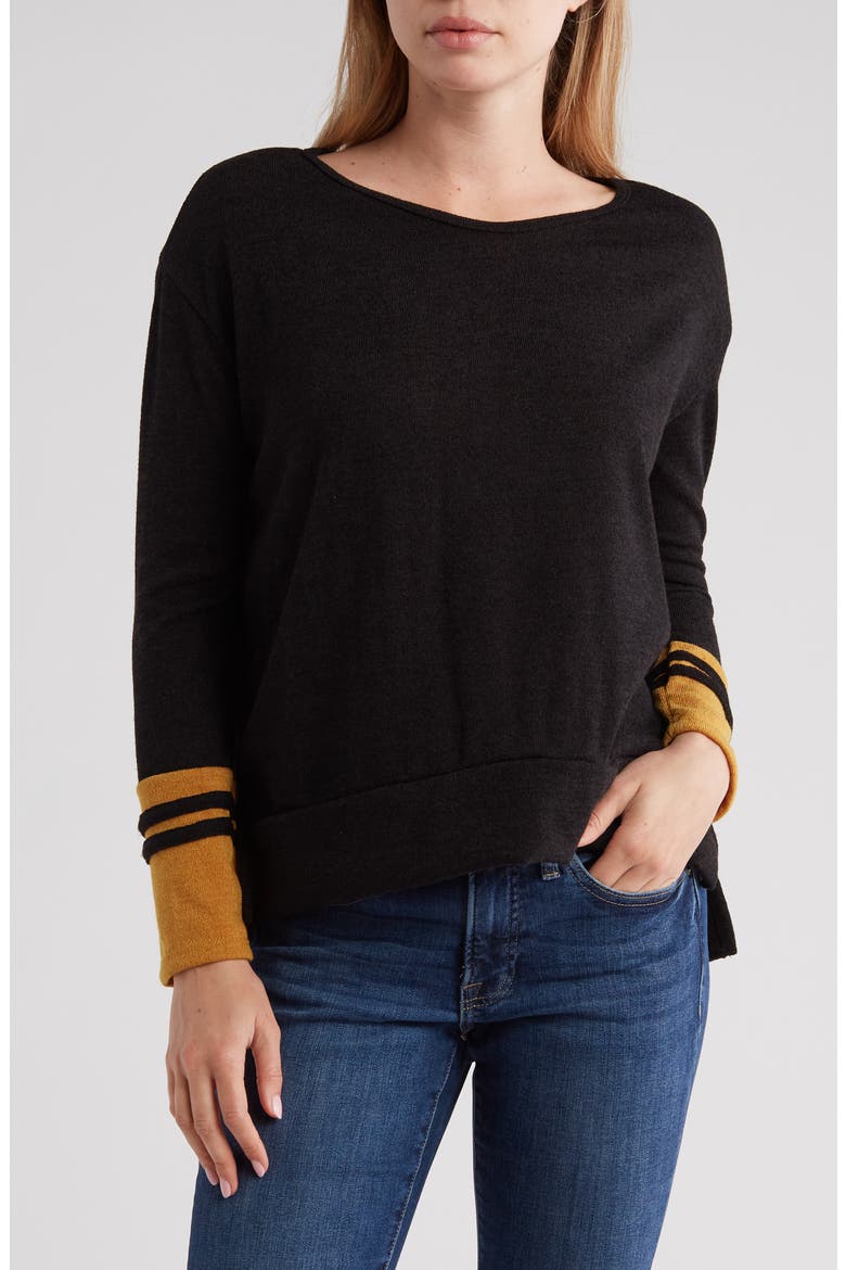 Spring Varsity Sweater, Main, color, BLACK
