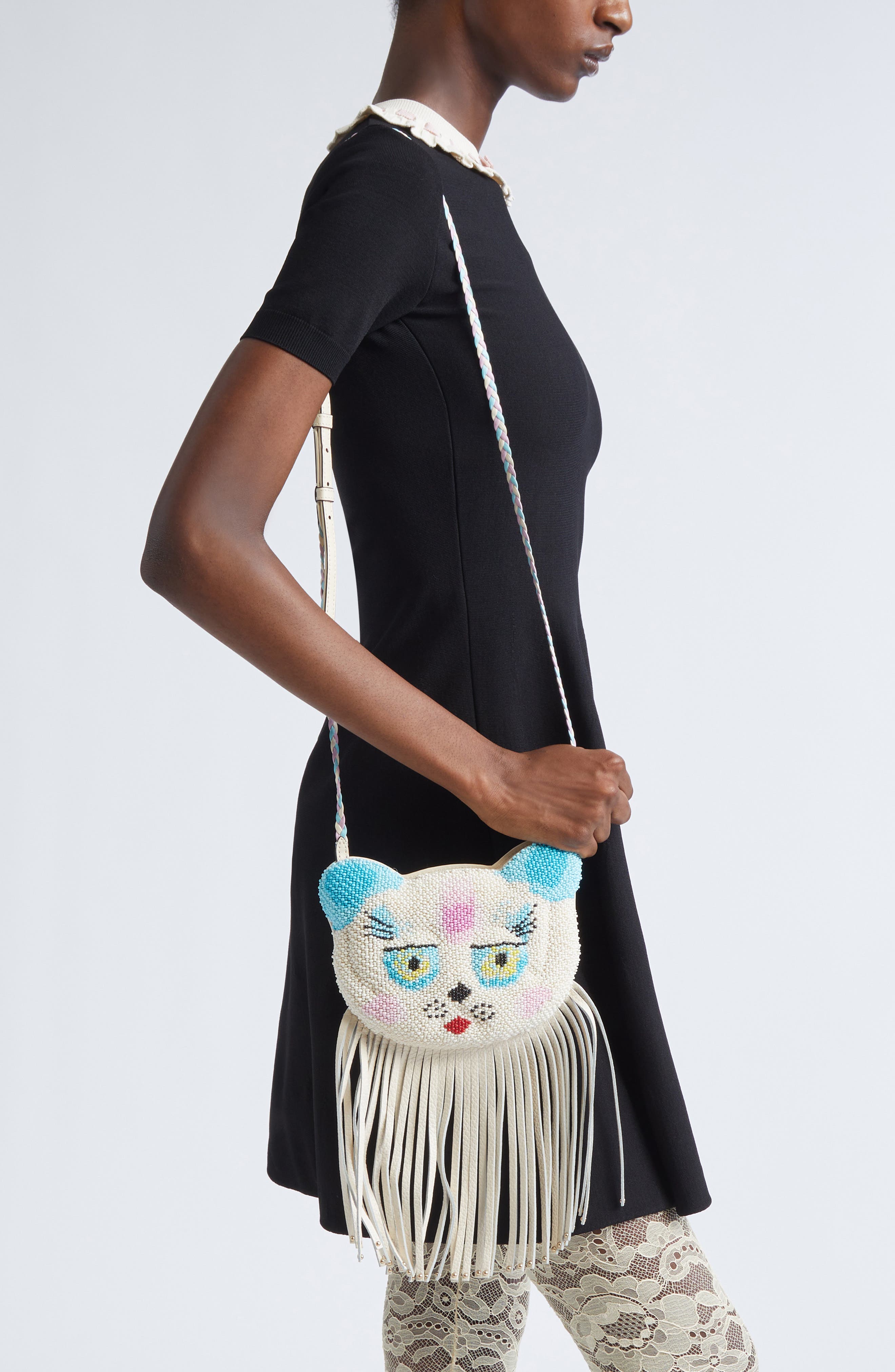 Valentino Garavani Le Chat De La Maison Shoulder Bag, Alternate, color, Butter White/ Light Ivory