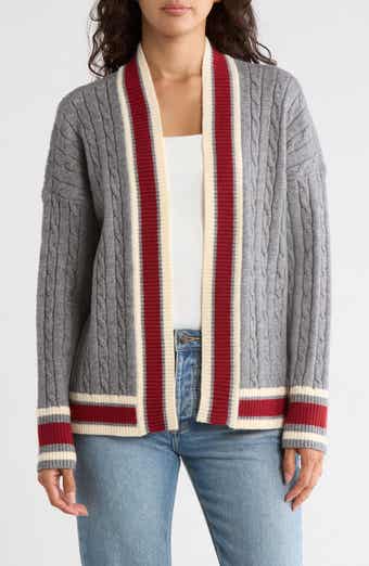 Vigoss Tipped Open Front Cable Cardigan