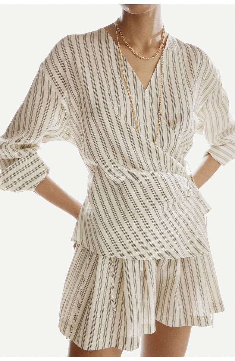 H&M Wrap Shirt, Alternate, color, Light Beige/Striped