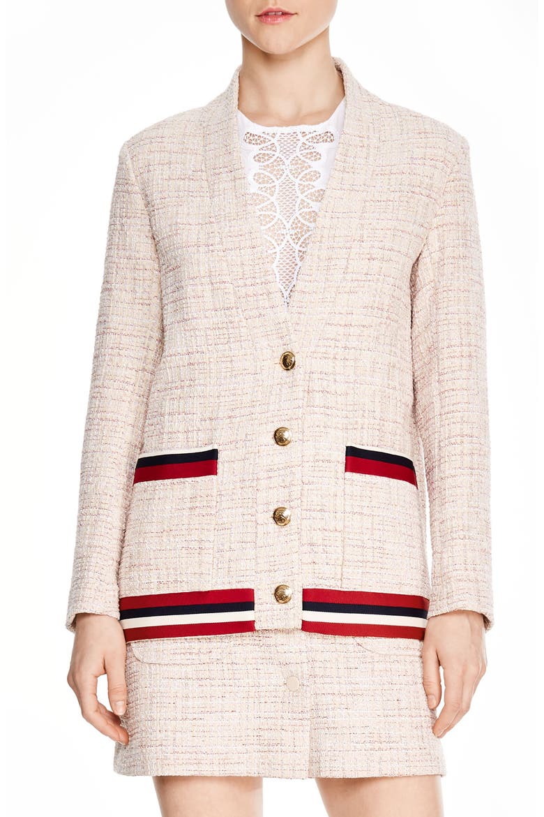 Adelaide Tweed Jacket, Main, color, PINK