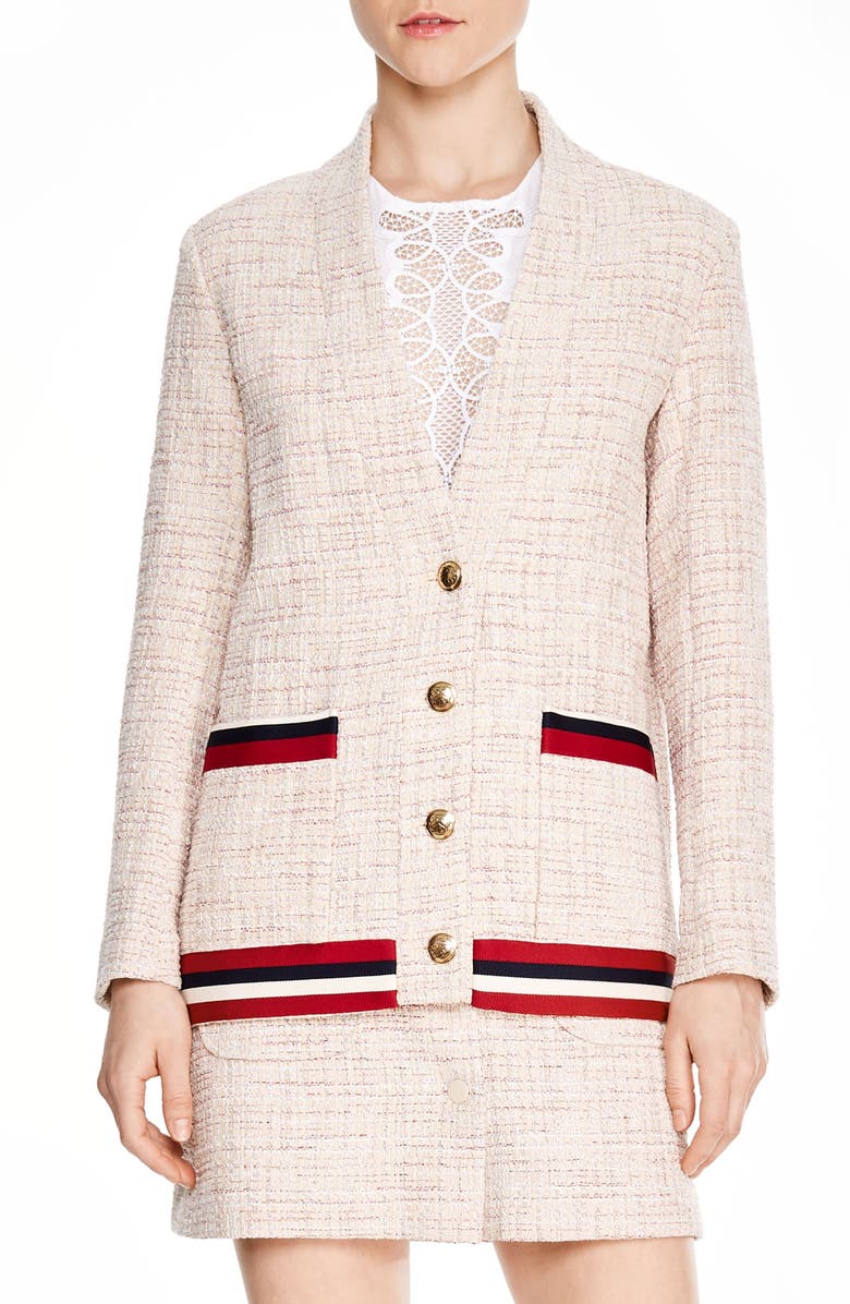 SANDRO Adelaide Tweed Jacket, Main, color,