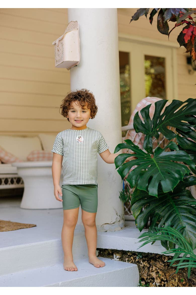 Gingham Owl Collection - Tee and Shorts, Alternate, color, Sage