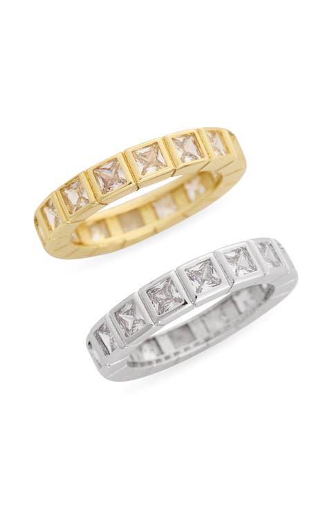 2-Piece Square CZ Eternity Ring Set