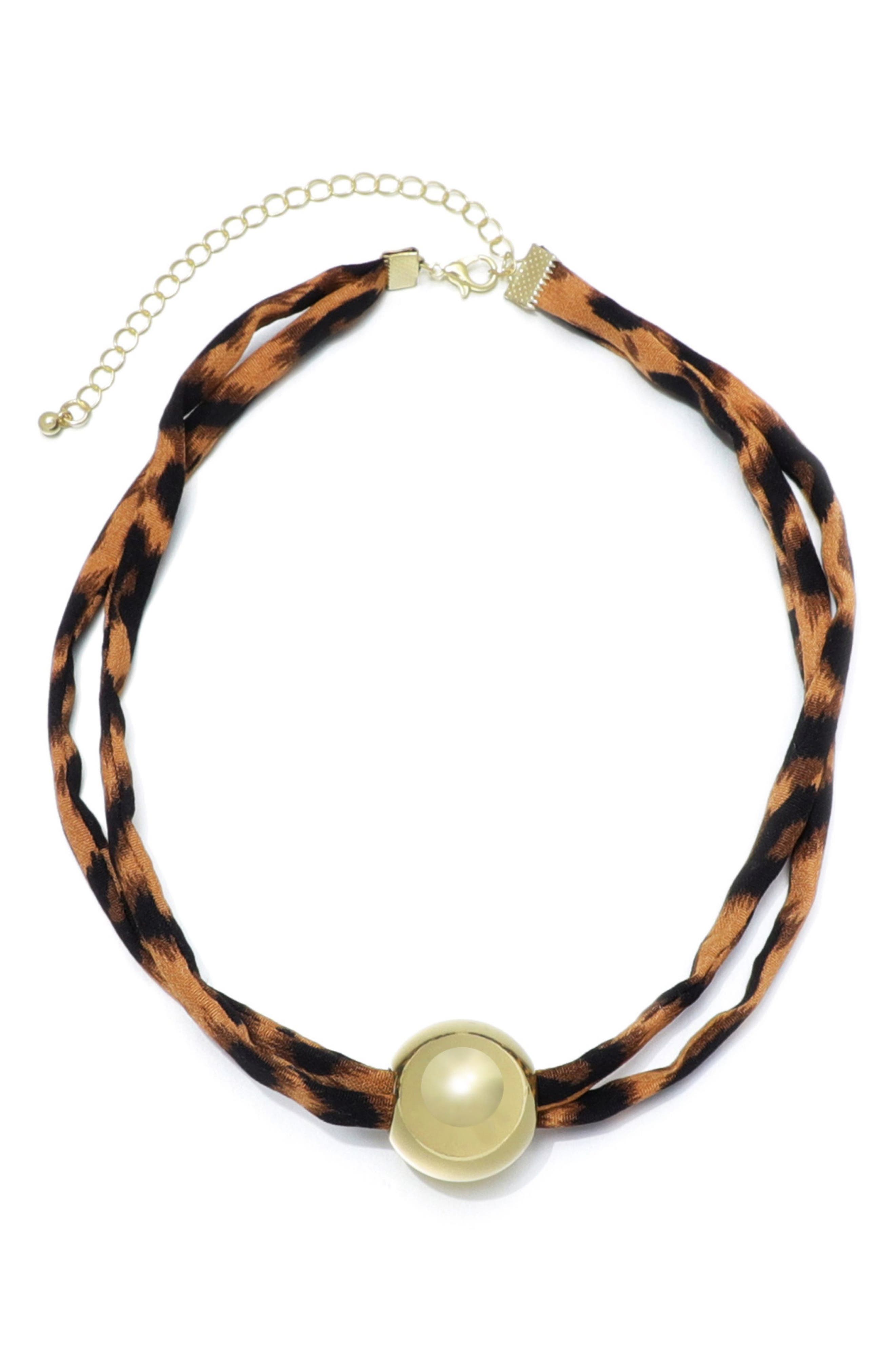 Adornia Ball Pendant Leopard Print Necklace