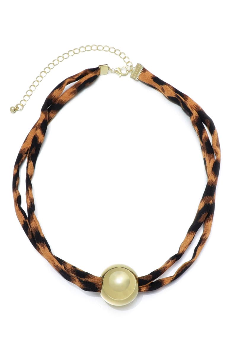 Adornia Ball Pendant Leopard Print Necklace, Main, color, 
