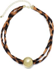 Adornia Ball Pendant Leopard Print Necklace