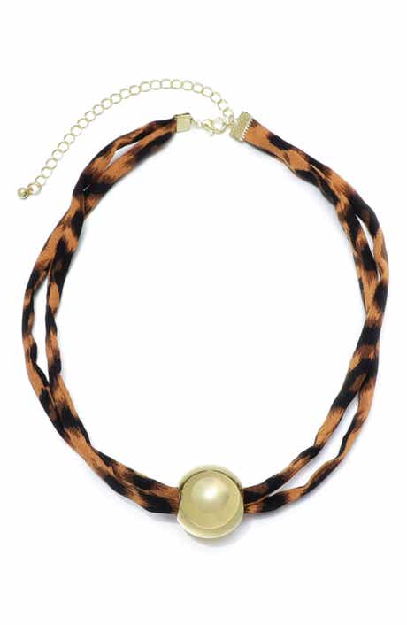Adornia Ball Pendant Leopard Print Necklace