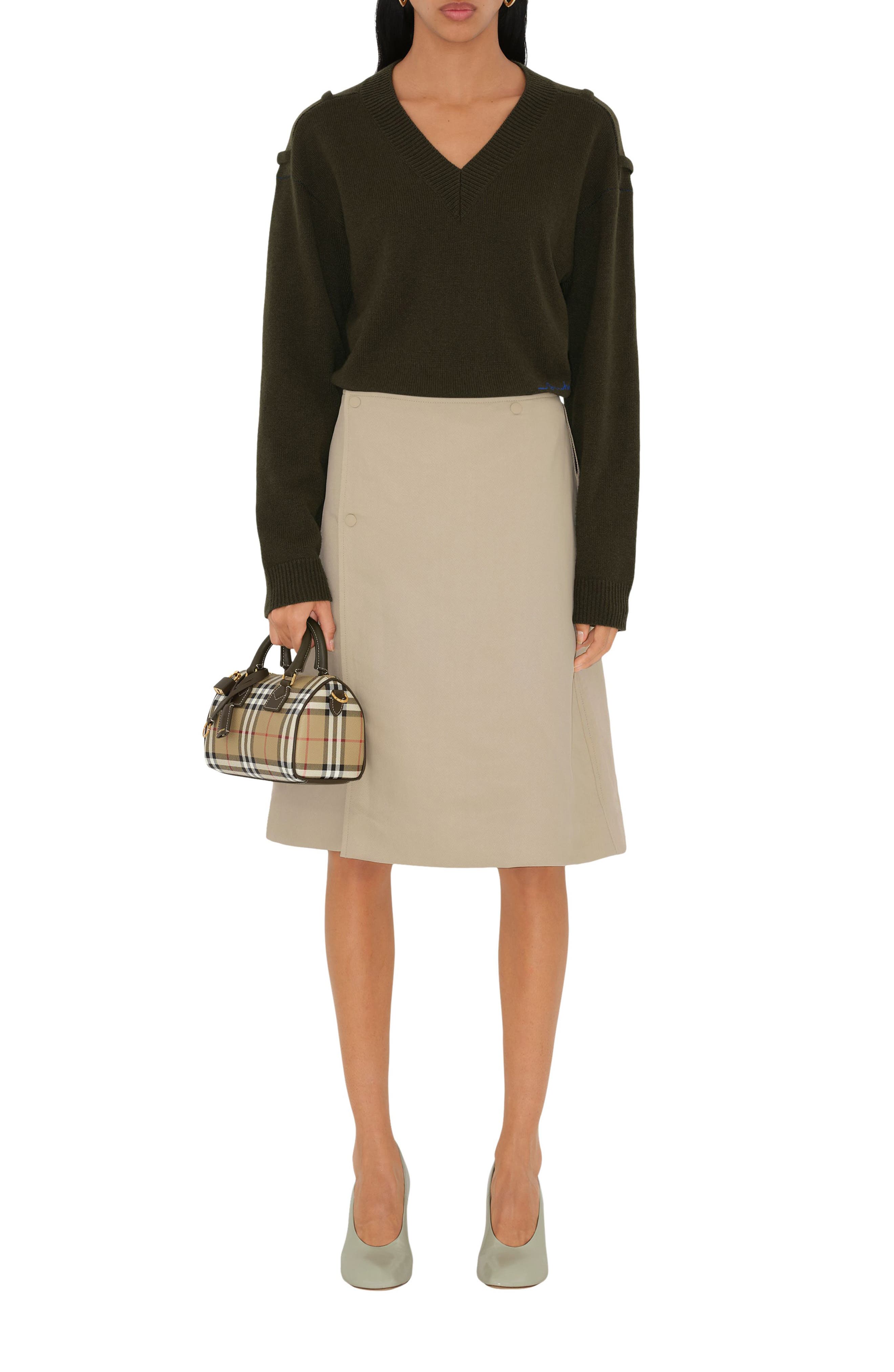 Burberry Mini Check Coated Canvas Bowling Bag, Alternate, color, Vintage Check/ Briar Brown