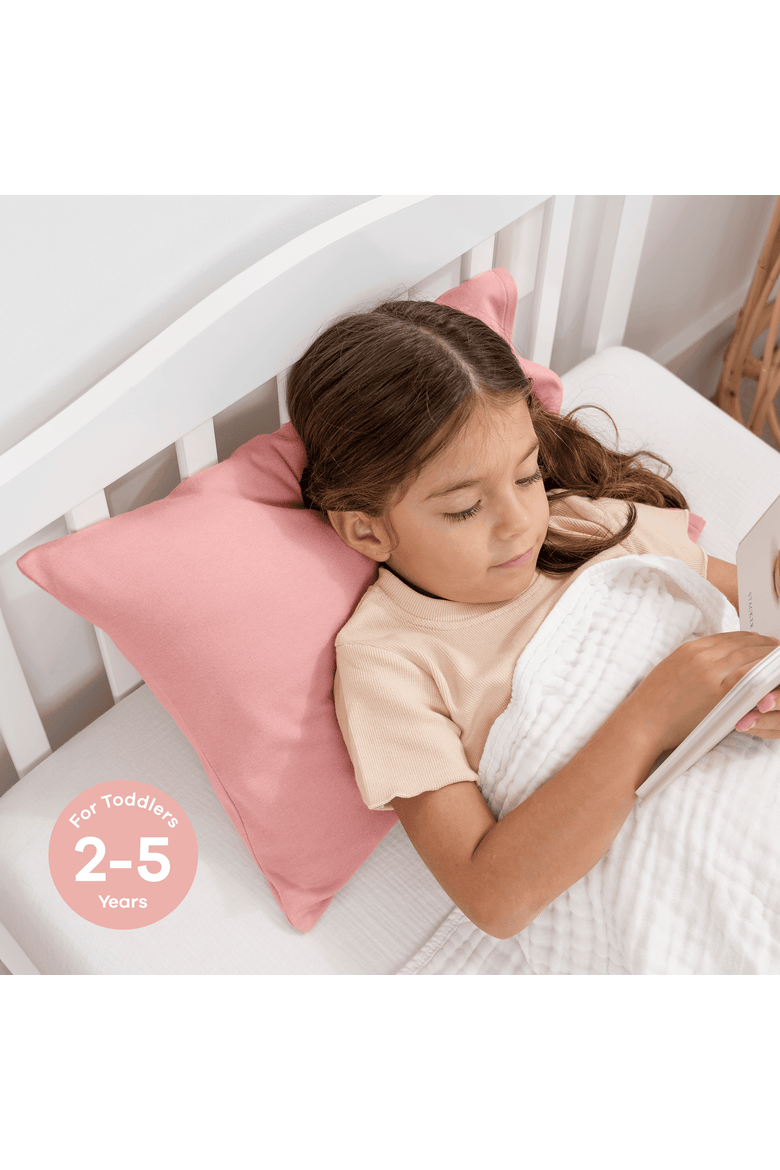 Toddler Pillows with Soft Cotton Pillow Case, Alternate, color, Blush
