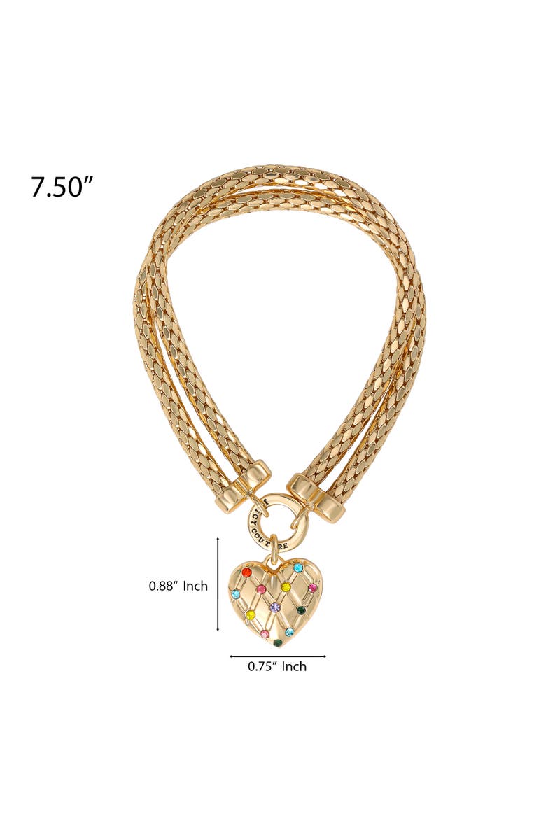 Juicy Couture Double Chain Heart Padlock Necklace, Gold-Tone with Rainbow Crystals, Alternate, color, Gold Tone