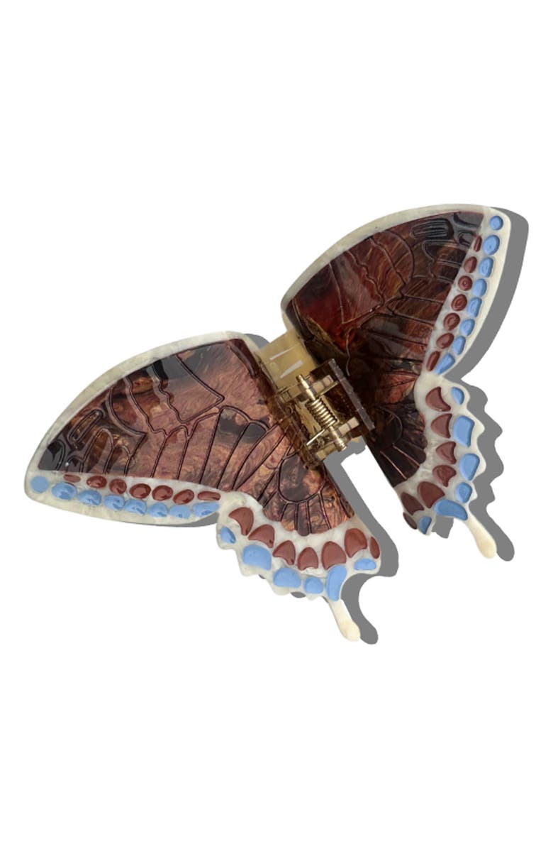 Solar Eclipse Swallowtail Butterfly Claw Clip, Main, color, Brown