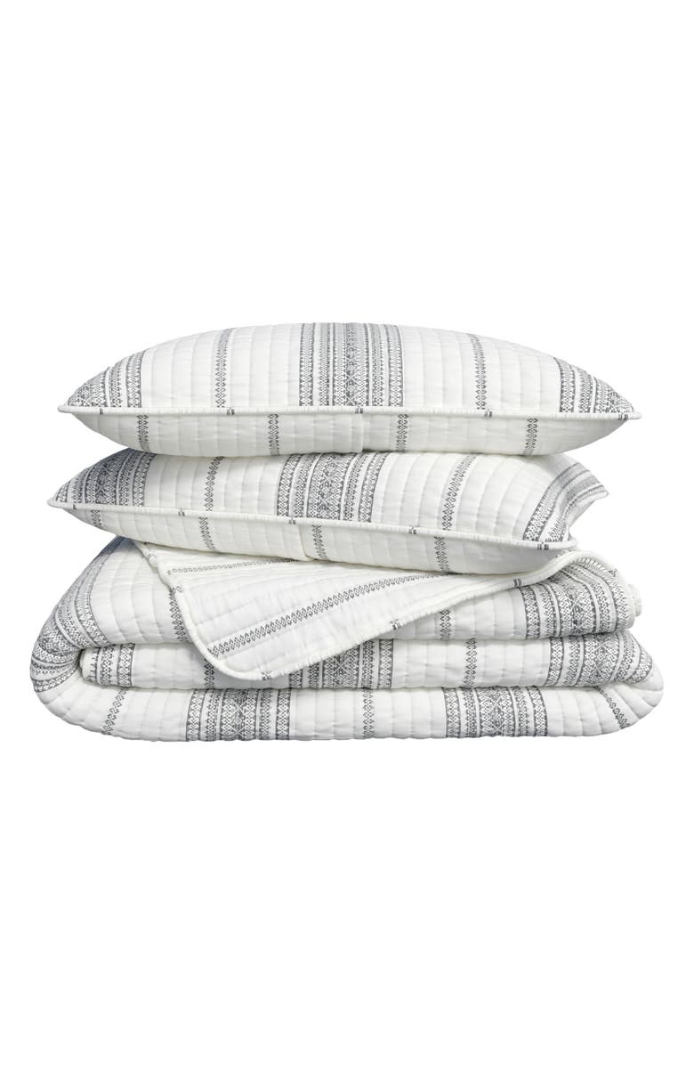 Woven & Weft Farmhouse Stripe Quilt Set, Main, color, Grey
