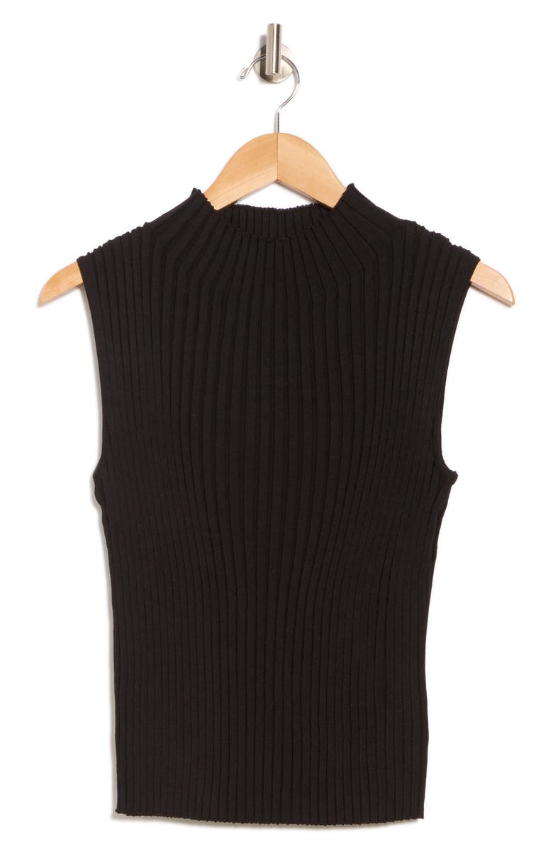 Mock Neck Sleeveless Ribbed Sweater