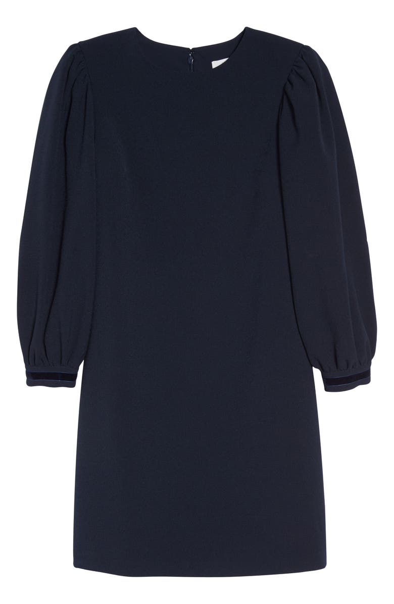 1901 Velvet Trim Shift Dress, Alternate, color, Navy