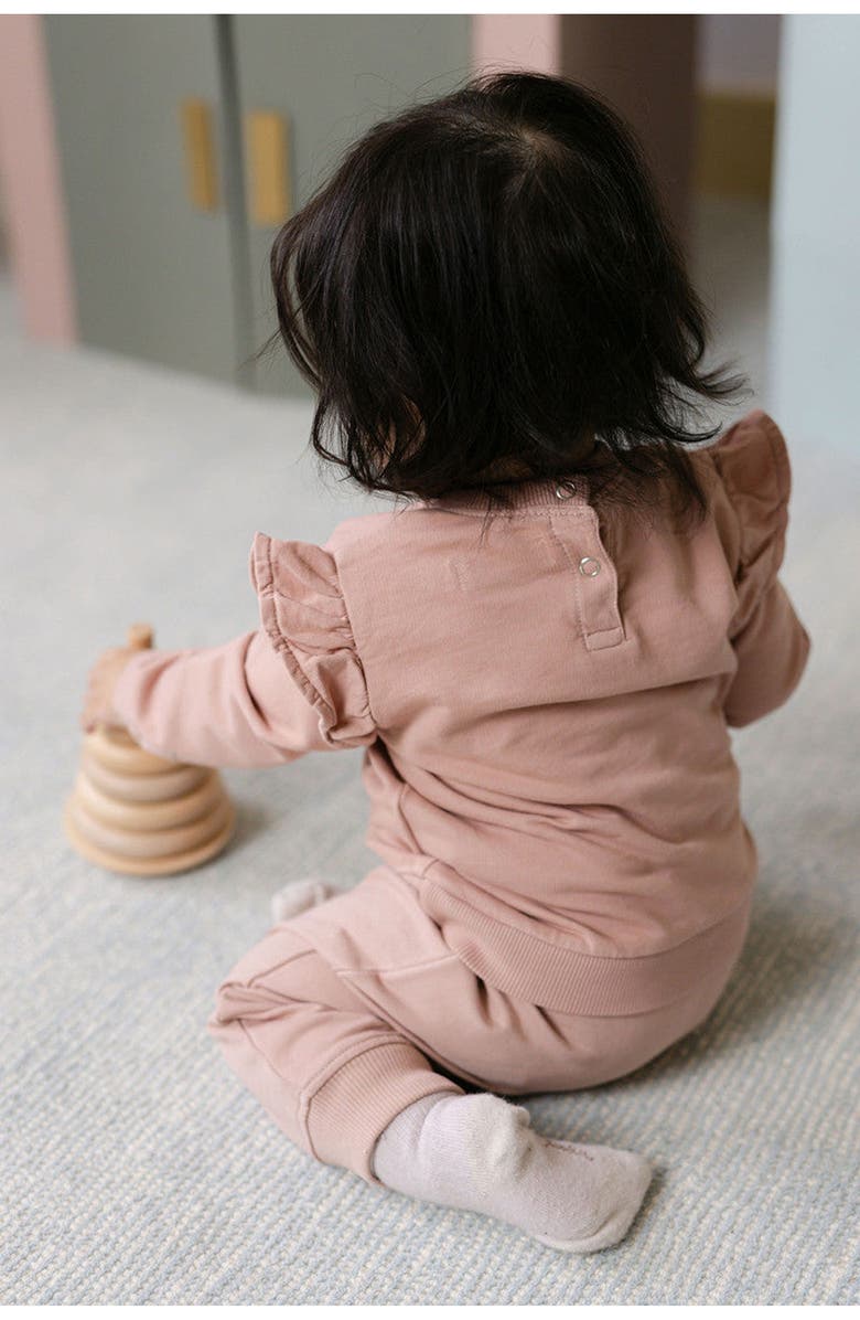 Pehr Organic Cotton French Terry Ruffle Sweatshirt, Alternate, color, Soft Peony