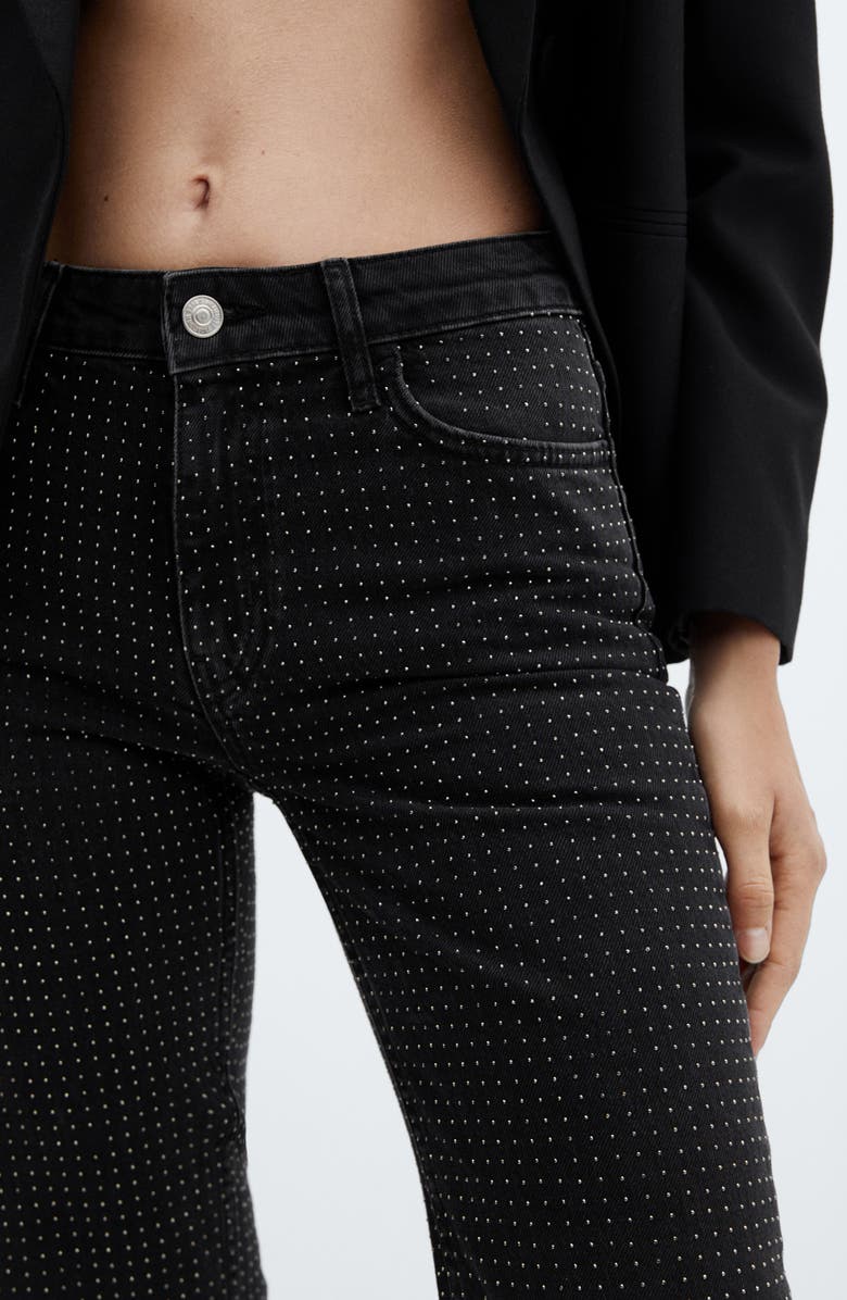 MANGO Strass Rhinestone Ankle Straight Leg Jeans, Alternate, color, 