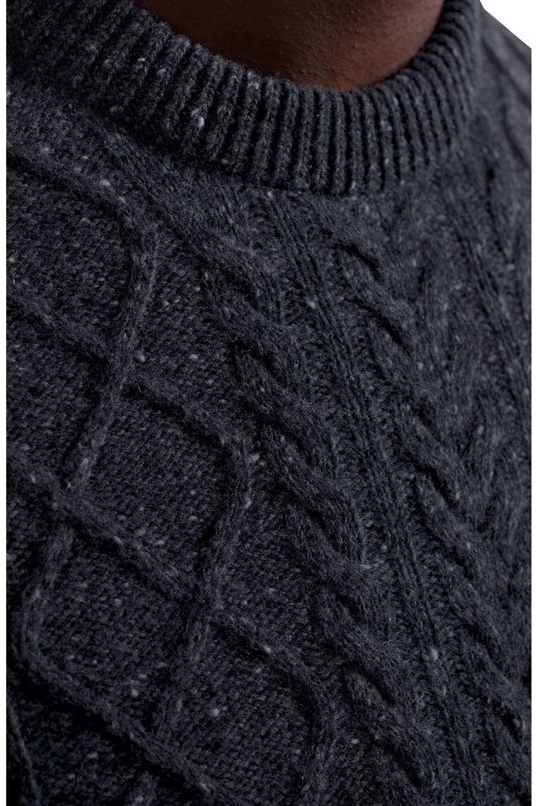 Cable Stitch Crewneck Wool Blend Sweater, Alternate, color, ANTHRACITE